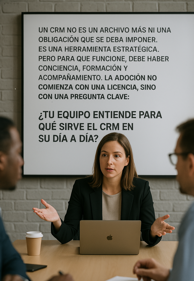 adopcion1 Un CRM no es un archivo más ni una obligación que se debe imponer. Es una herramienta estratégica. Pero para que funcione, debe haber conciencia, formación y acompañamiento. La adopción no comienza con una licencia, sino con una pregunta clave: ¿Tu equipo entiende para qué sirve el CRM en su día a día? En crmautomat.com hemos visto muchos casos como el de Laura. Por eso, más que implementar tecnología, ayudamos a crear cultura.